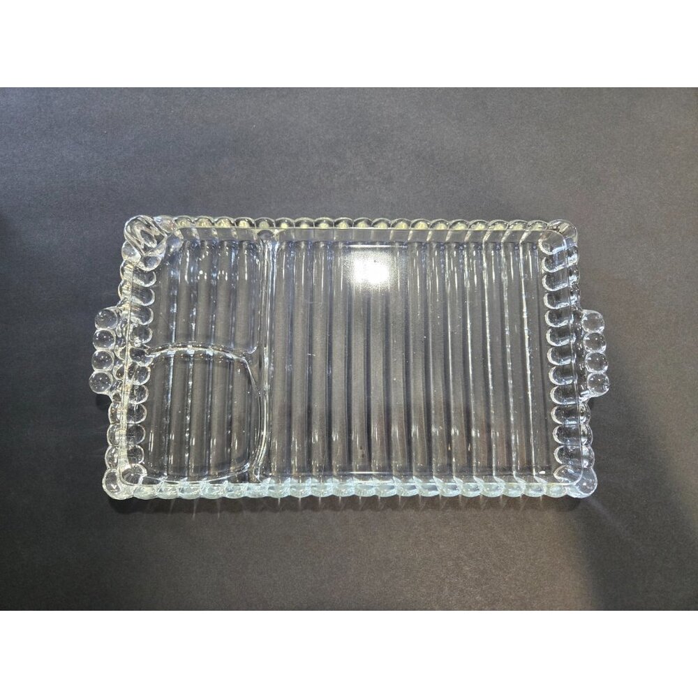 VTG Hazel Atlas Ball & Rib: Sip, Snack & Smoke Divided Trays, Set of 3 - Picture 2 of 5